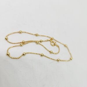 Vintage Sterling Silver 925 Gold Vermeil Dainty Chain and Ball Anklet 10.5"